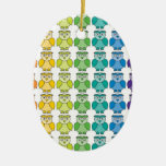 Cute Rainbow Owl Pattern Christmas Ornaments