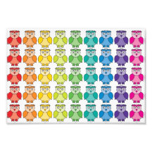 Cute Rainbow Owl Pattern. Photographic Print