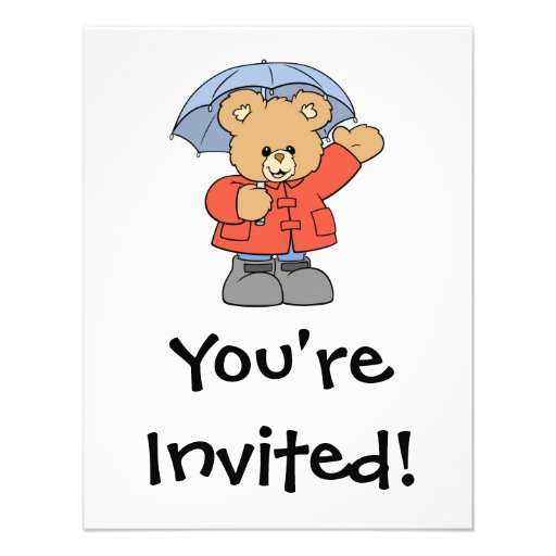 Cute Rainy Day Bear Personalized Invite
