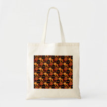 Cute Red and Orange Lions Jungle Pattern Tote Bags