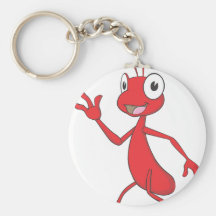 Cute Red Ant Walking Waving Hand Hi Hello Key Chain
