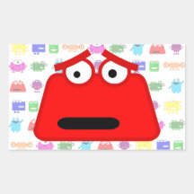 Cute Red Cartoon Monster Rectangular Sticker