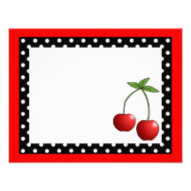 Cute Red Cherries Flat Thank You Note Cards Personalized Invitation