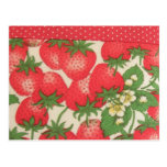 Cute Red Green Polka Dots Strawberries Fruit Postcard
