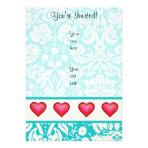 Cute Red Heart Personalised Invitations
