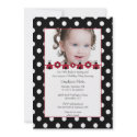 Cute red ladybug photo birthday party invitation