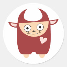 Cute Red Monster Round Sticker