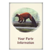 Cute Red-Ruffed Lemur Red Fur White Neck Personalised Invitations
