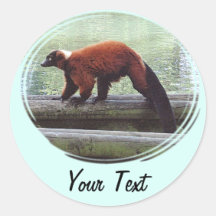 Cute Red-Ruffed Lemur Red Fur White Neck Round Sticker