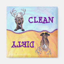 Cute Reindeer Clean / Dirty Dishwasher Magnet