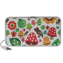 Cute retro deer and mushroom doodle speaker