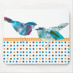 Cute Retro Polka Dot Blue Bird Modern Design Mousemat
