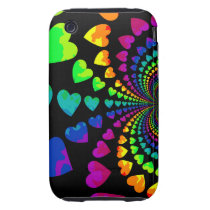 Cute retro rainbow hearts tough iphone 3 cases