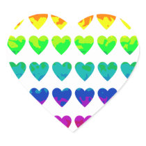 Cute retro wild rainbow hearts on white stickers