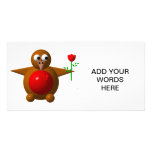 Cute robin with a rose photo cards