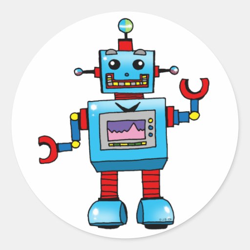 Cute robot round sticker