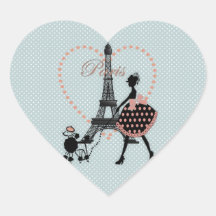 Cute romantic vintage girl silhouette walking stickers
