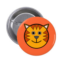 Cute Round Cartoon Tiger Buttons