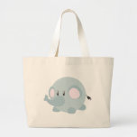 Cute Round Elephant Tote Bags