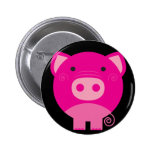 Cute Round Pig Cartoon Button