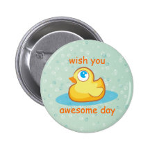 Cute rubber duck with bubbles button