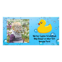 Cute Rubber Ducky/Blue Bubbles Customized Photo Card