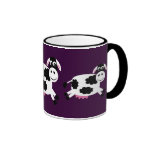 Cute Running Cows Purple & Black Ringer Mug
