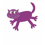 Cute running purple cartoon cat kids ringer Tee t-shirts