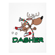 cute running reindeer DASHER cartoon Custom Invitations