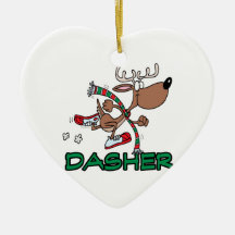 cute running reindeer DASHER cartoon Ornaments