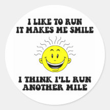 Cute running saying round sticker