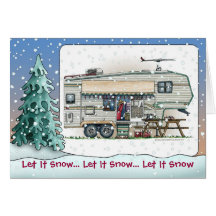 Cute RV Vintage Fifth Wheel Camper Trailer Greeting Card