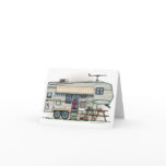 Cute RV Vintage Fifth Wheel Camper Travel Trailer Greeting Cards