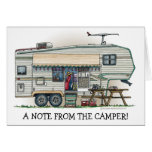 Cute RV Vintage Fifth Wheel Camper Travel Trailer Greeting Card