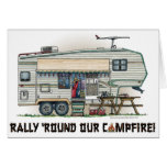 Cute RV Vintage Fifth Wheel Camper Travel Trailer Greeting Card