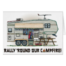 Cute RV Vintage Fifth Wheel Camper Travel Trailer Greeting Card