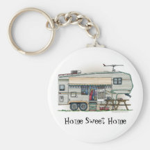 Cute RV Vintage Fifth Wheel Camper Travel Trailer Key Chain