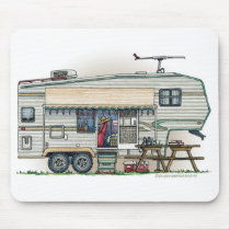Cute RV Vintage Fifth Wheel Camper Travel Trailer Mouse Mat