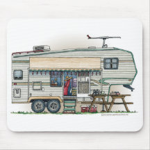 Cute RV Vintage Fifth Wheel Camper Travel Trailer Mouse Mat