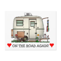 Cute RV Vintage Glass Egg Camper Travel Trailer Post Card