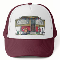 Cute RV Vintage Popup Camper Travel Trailer Hats