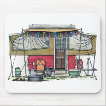 Cute RV Vintage Popup Camper Travel Trailer Mousemat