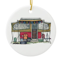 Cute RV Vintage Popup Camper Travel Trailer Ornaments