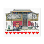 Cute RV Vintage Popup Camper Travel Trailer Postcard