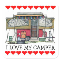 Cute RV Vintage Popup Camper Travel Trailer Stickers