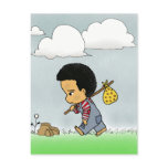 Cute sad boy postcards
