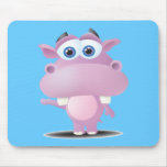 cute sad little hippo mousepads