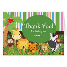Cute Safari Animals Thank You Note Card