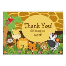 Cute Safari Animals Thank You Note Card