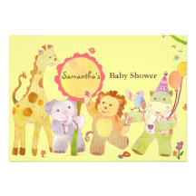 Cute Safari Jungle Baby Animals: Baby Shower Invitations